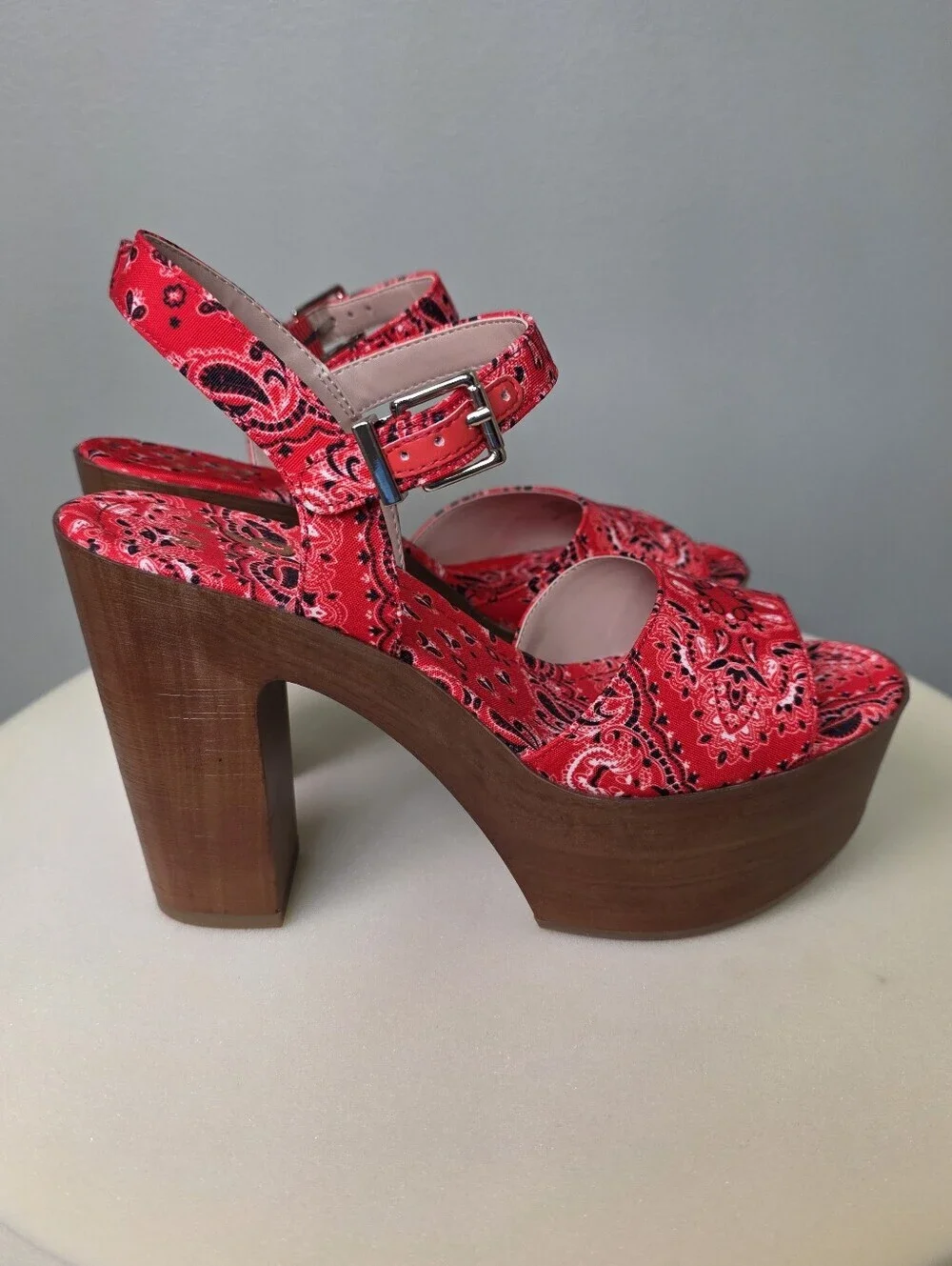 MIX No. 6 Carinda Bandana Platform Heel Sandals Red Size 7.5 NEW! GORGEOUS!!